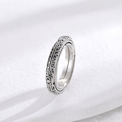 S925 Silver Astronomical Sphere Retro Multi-Layer Transformable Rotating Ring