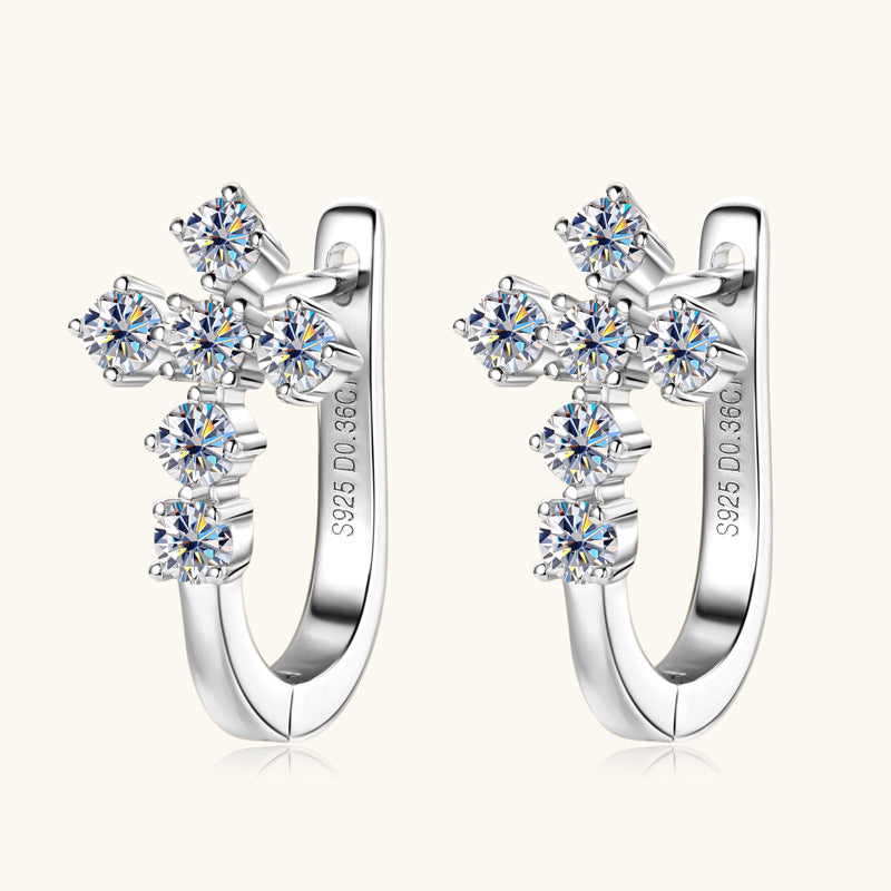 Moissanite Cross Huggie Earrings