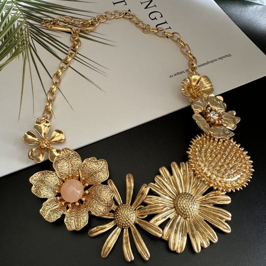 Oscar de la Renta Vintage Enamel Large Daisy Flower Necklace