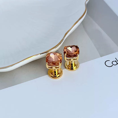 Tory Burch Geometric Square Stud Earrings Colorful Rhinestones