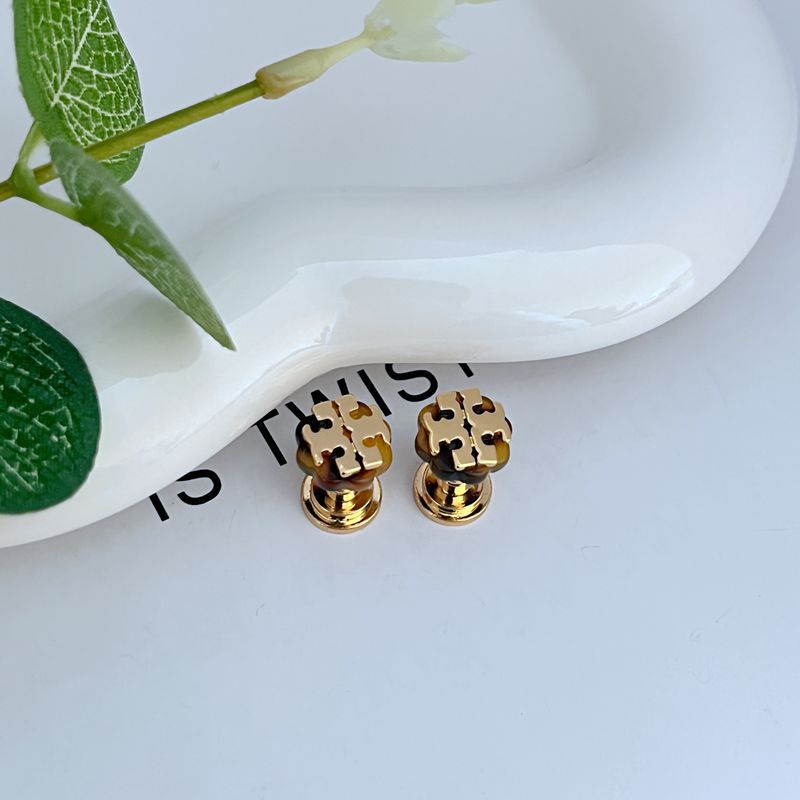Tory Burch Commuter Multi-Color Floral Logo Stud Earrings