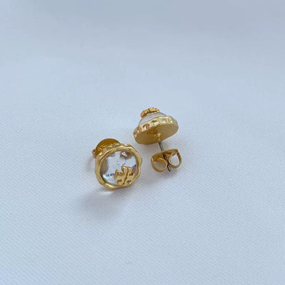 Tory Burch Metal Logo Gemstone Earrings