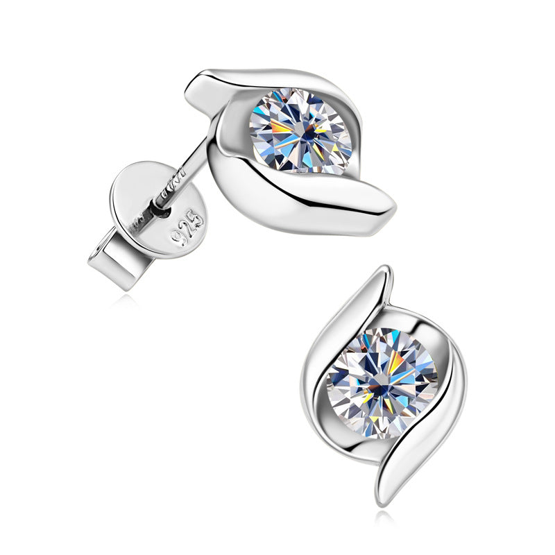 Moissanite Swirl Stud Earrings