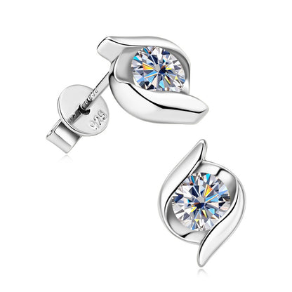 Moissanite Swirl Stud Earrings