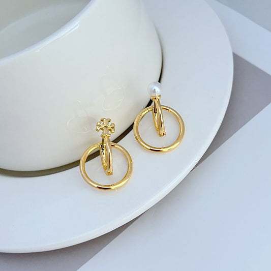Tory Burch Gold-Tone Asymmetrical Metal Earrings