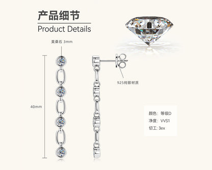 Moissanite Linked Drop Earrings