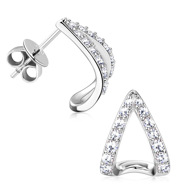 Triple Moissanite Open Triangle Earrings