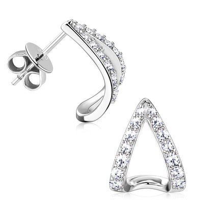 Triple Moissanite Open Triangle Earrings