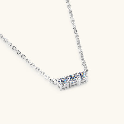 Three-Stone Moissanite Bar Necklace