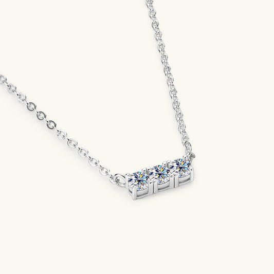 Three-Stone Moissanite Bar Necklace
