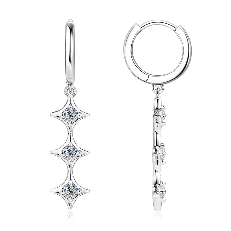 Three-Stone Moissanite Drop Earrings