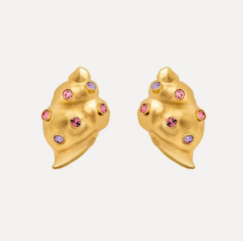 Oscar de la Renta Diamond Seashell  Conch Earrings