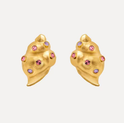 Oscar de la Renta Diamond Seashell  Conch Earrings