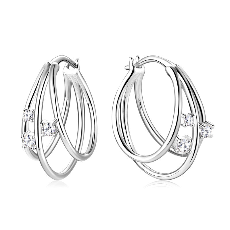 Moissanite Triple Hoop Earrings