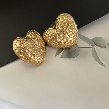 Oscar de la Renta Vintage-Print Heart Stud & Clip-on Earrings