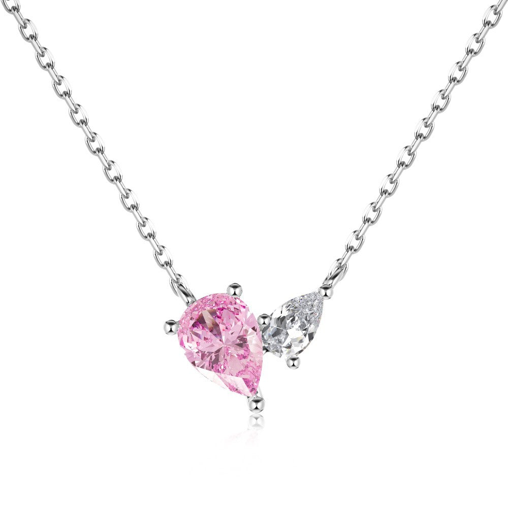 Two Stone Pear Waterdrop Cz Pendant Necklaces For Women