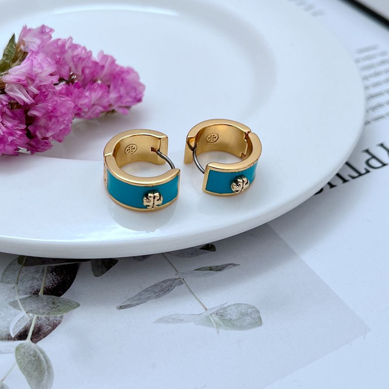 Tory Burch Enamel Geometric Hoop Earrings for Women