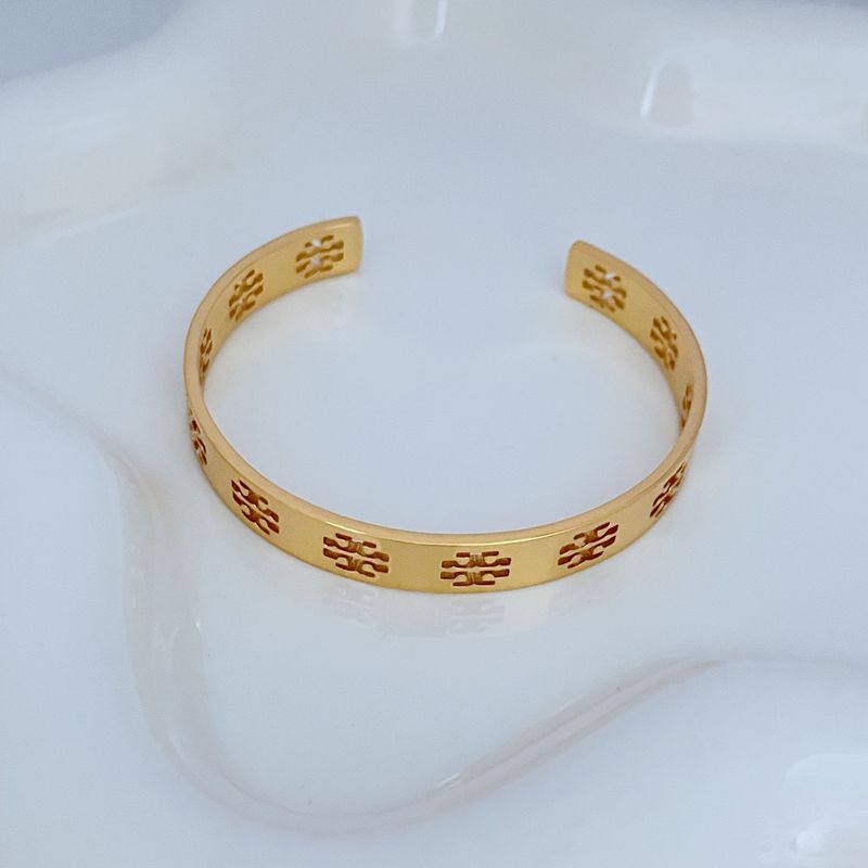 Tory Burch Smooth Openwork Logo Delicate Open Bangle