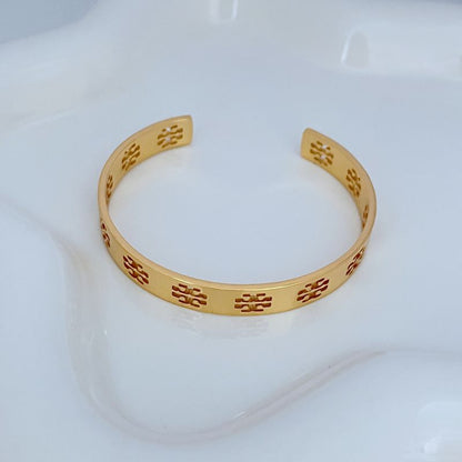 Tory Burch Smooth Openwork Logo Delicate Open Bangle