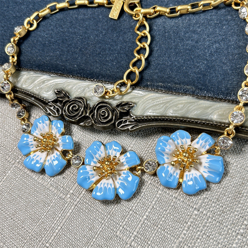 Oscar de la Renta Enamel Cherry Blossom Pendant Necklace