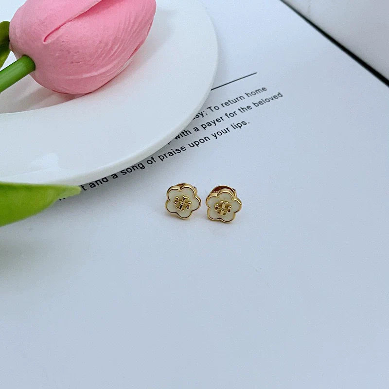 Tory Burch Exquisite Enamel Floral Metal Earrings