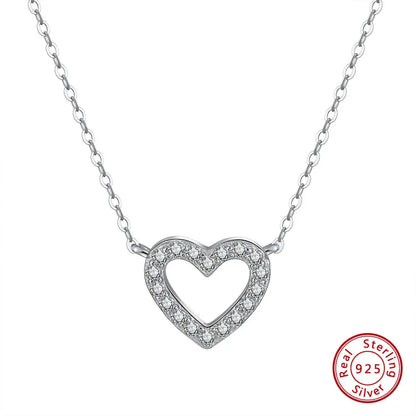 S925 Sterling Silver Heart-Shaped Zircon Necklace - JIMMY JEWELRY 01