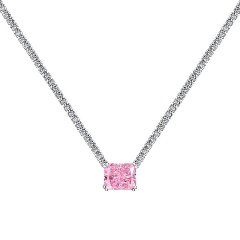 Rectangle 8A Cubic Zirconia Tennis Necklace