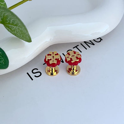 Tory Burch Commuter Multi-Color Floral Logo Stud Earrings