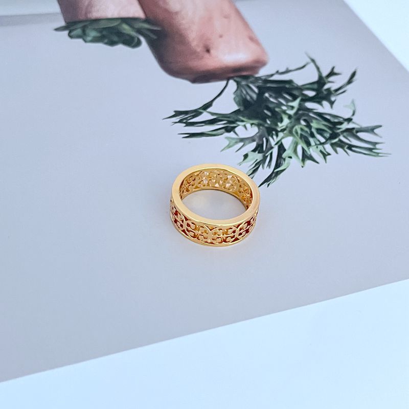 Tory Burch Exquisite Openwork Logo Metal Ring Women's