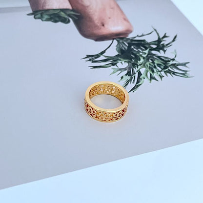 Tory Burch Exquisite Openwork Logo Metal Ring Women's