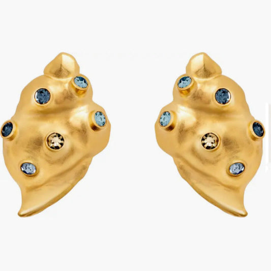 Oscar de la Renta Diamond Seashell  Conch Earrings