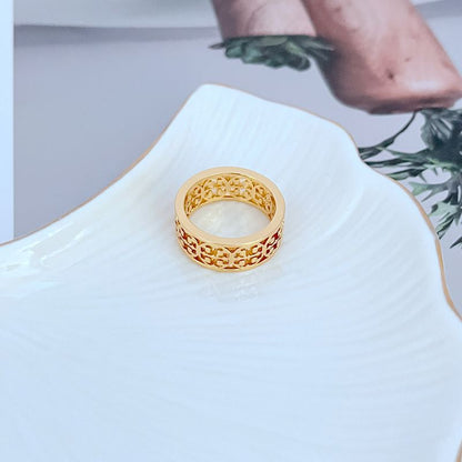 Tory Burch Exquisite Openwork Logo Metal Ring Women's