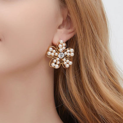 Oscar de la Renta Women's Full-Pavé Openwork Floral Stud Earrings