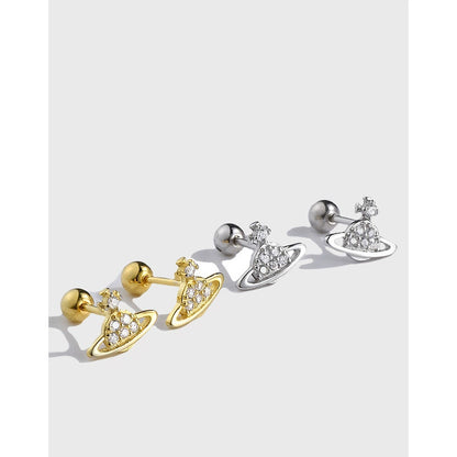 S925 Sterling Silver diamond saturn necklace