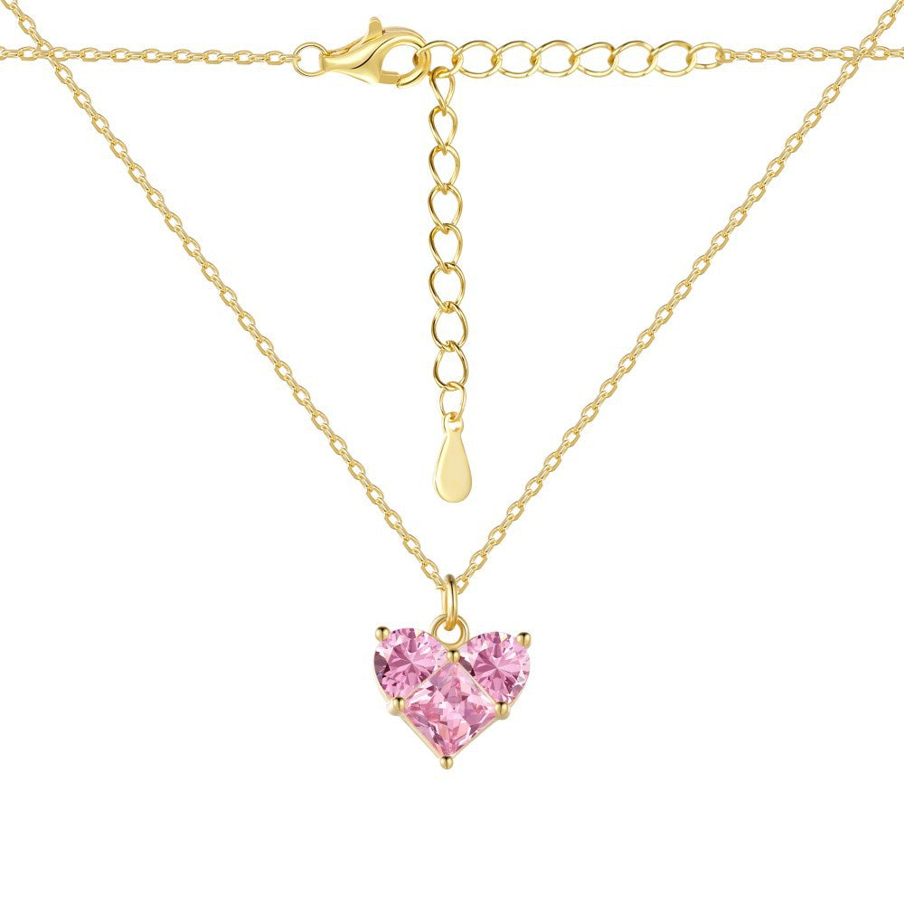 Large Heart 18K Gold Plated Choker Pendant For Women