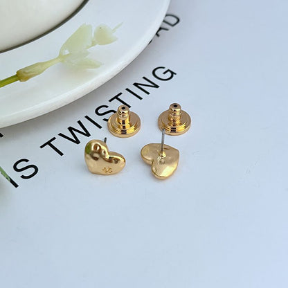 Tory Burch everyday wear heart-shaped metal stud earrings