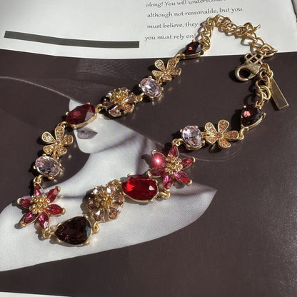 Oscar de la Renta Premium Floral Colorful Zircon Necklace Ideal Banquets Weddings