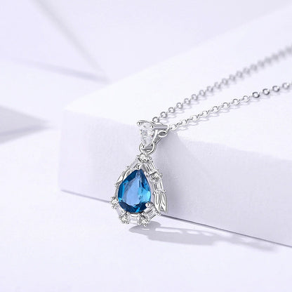 Blue Zircon 925 Sterling Silver Minimalist Necklace