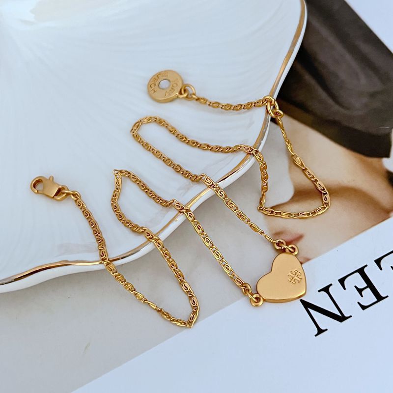 Tory Burch Matte Heart Pendant Metal Necklace for Women
