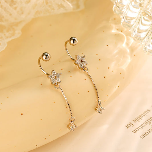 star tassel earrings silver