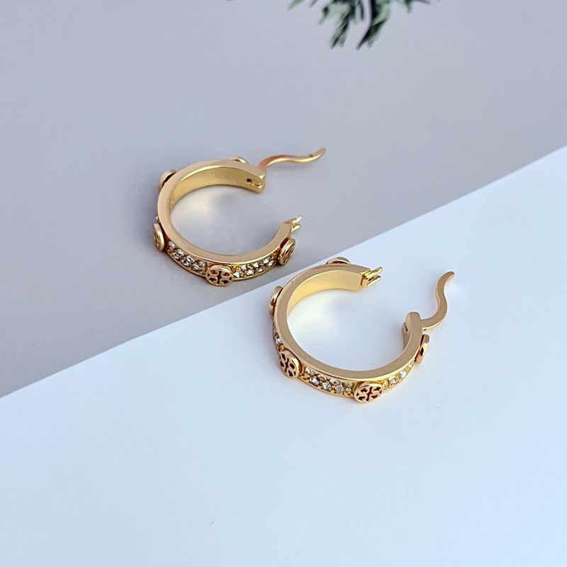 Tory Burch Exquisite Round Diamond-Logo Metal Earrings