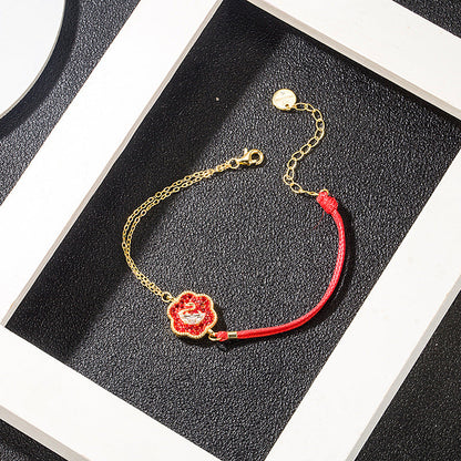 Swarovski S925 Silver Hand-Woven Cord Swan Bracelet