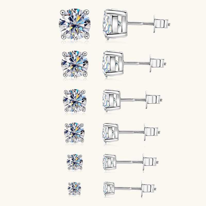 Round Moissanite Studs in 10K Gold