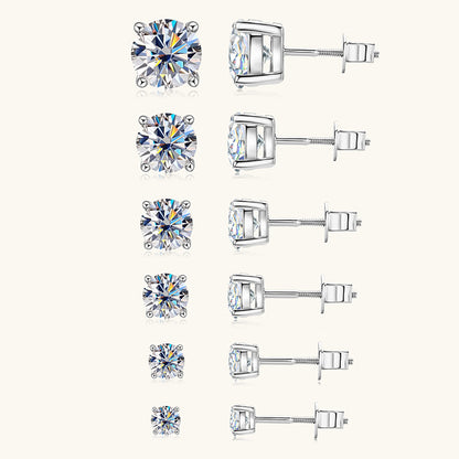 Round Moissanite Studs in 10K Gold