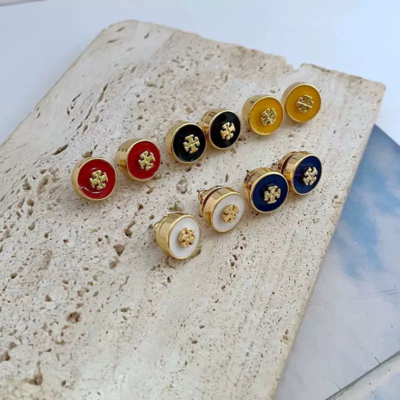 Tory Burch Kira Enamel Coin Stud Earrings
