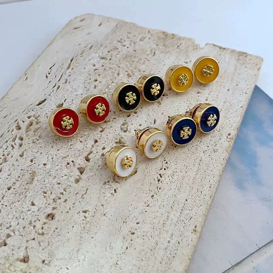 Tory Burch Kira Enamel Coin Stud Earrings