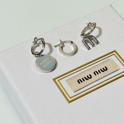 Miu Miu Enamel Asymmetrical Three-Piece Metal Earrings