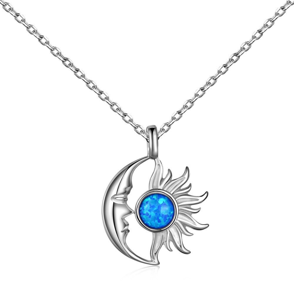 Opal Personality Moon Star Necklaces For Women