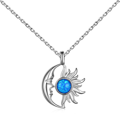 Opal Personality Moon Star Necklaces For Women