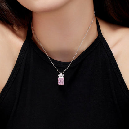 Crushed Iced Out Cut Rectangle Pendant Necklaces